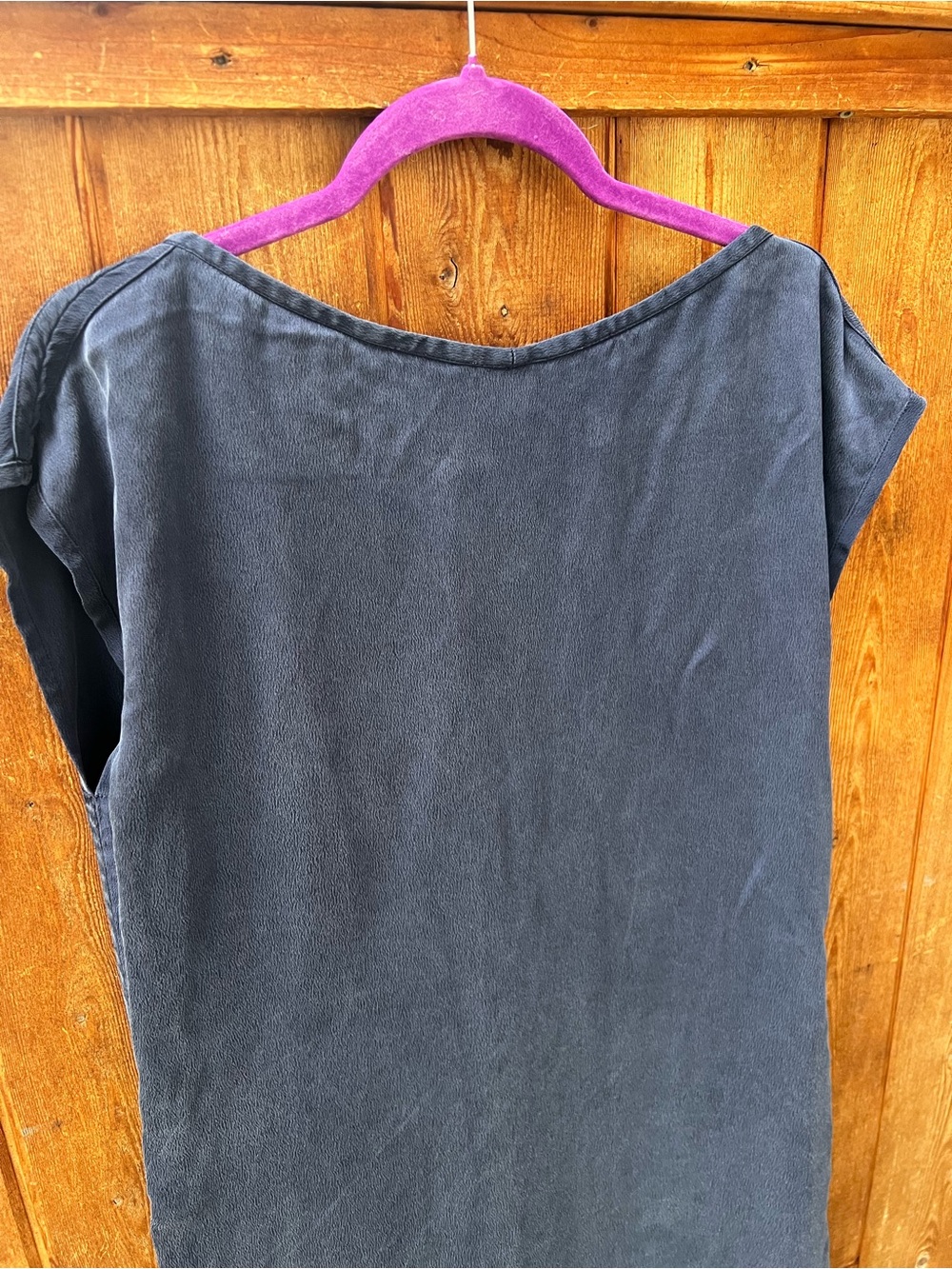 Eileen Fisher 100% Silk V-Neck Tunic Dress Size M Washed Black Minimalist - Picture 7 of 11